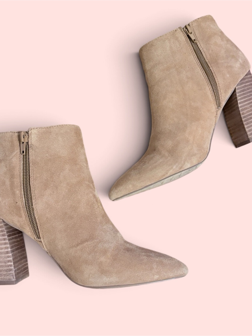 Steven Madden Faux Suede Pointed-Toe Ankle Boot in Taupe